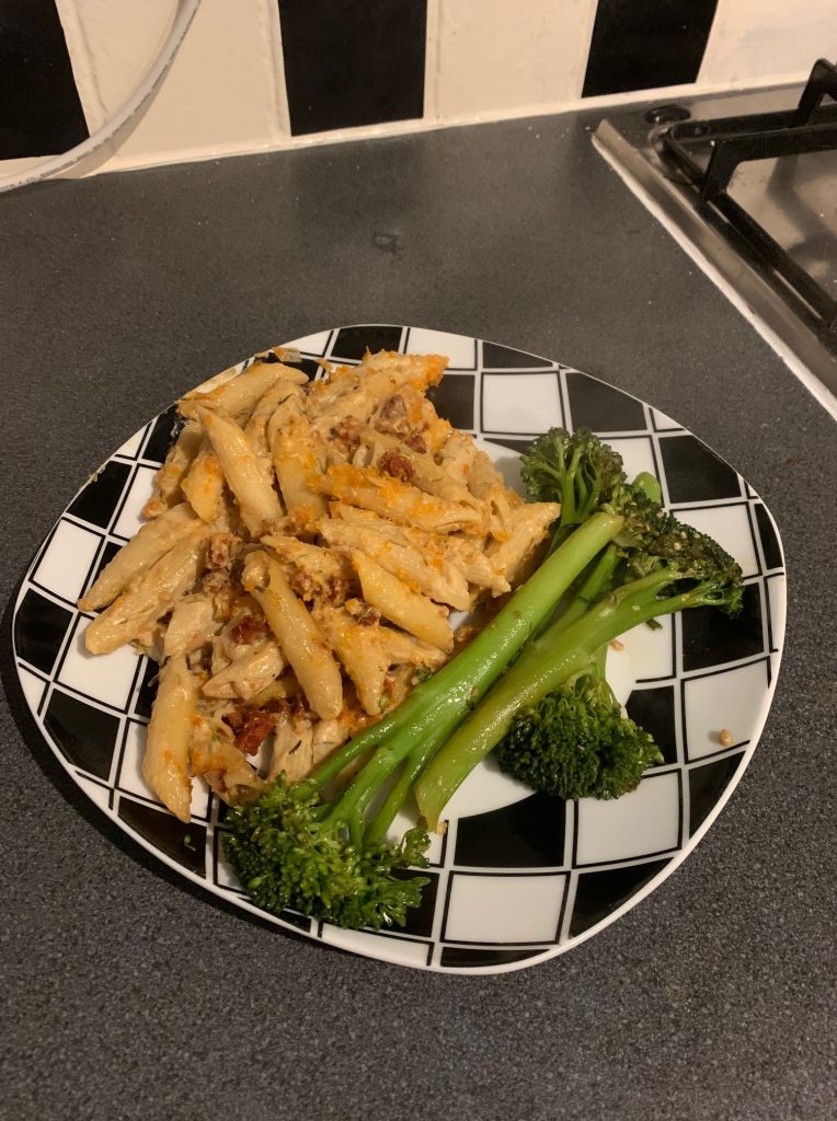 chorizo-crusted penne 'n' cheese from hello fresh